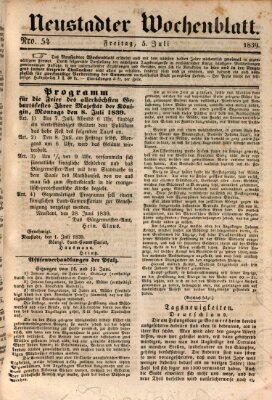 Neustadter Wochenblatt Freitag 5. Juli 1839