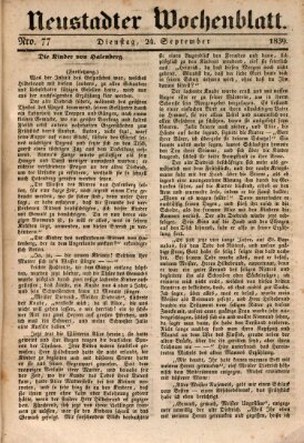 Neustadter Wochenblatt Dienstag 24. September 1839