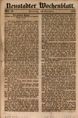 Neustadter Wochenblatt Freitag 18. Oktober 1839