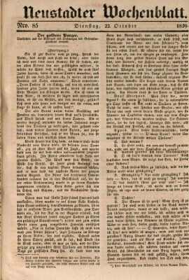 Neustadter Wochenblatt Dienstag 22. Oktober 1839