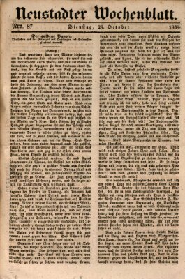 Neustadter Wochenblatt Dienstag 29. Oktober 1839