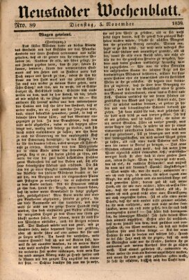 Neustadter Wochenblatt Dienstag 5. November 1839