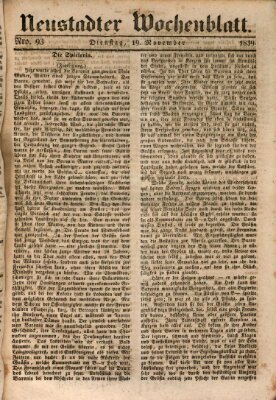 Neustadter Wochenblatt Dienstag 19. November 1839