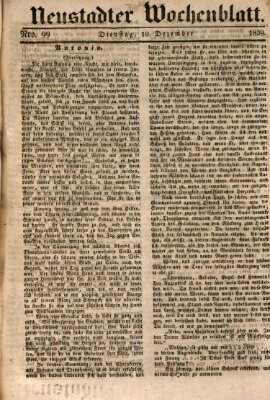 Neustadter Wochenblatt Dienstag 10. Dezember 1839