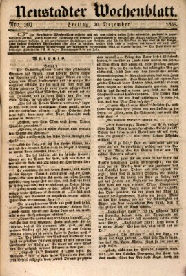 Neustadter Wochenblatt Freitag 20. Dezember 1839