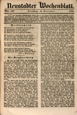 Neustadter Wochenblatt Dienstag 24. Dezember 1839