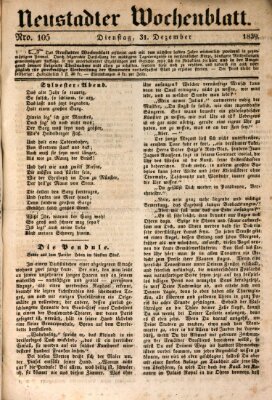 Neustadter Wochenblatt Dienstag 31. Dezember 1839