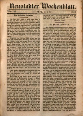 Neustadter Wochenblatt Dienstag 9. Juni 1840