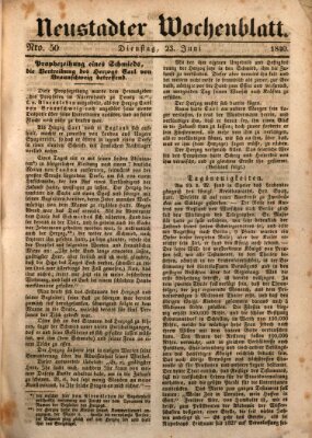 Neustadter Wochenblatt Dienstag 23. Juni 1840