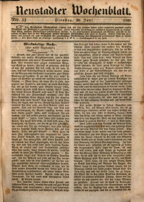 Neustadter Wochenblatt Dienstag 30. Juni 1840