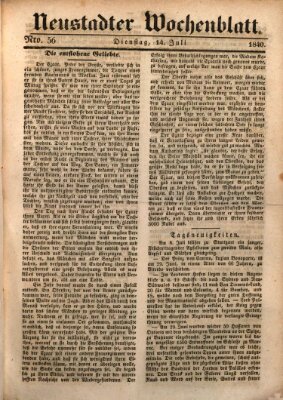 Neustadter Wochenblatt Dienstag 14. Juli 1840