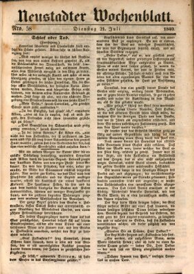 Neustadter Wochenblatt Dienstag 21. Juli 1840