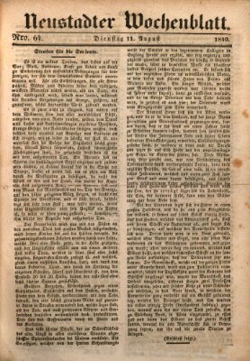 Neustadter Wochenblatt Dienstag 11. August 1840