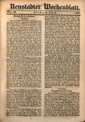 Neustadter Wochenblatt Dienstag 18. August 1840