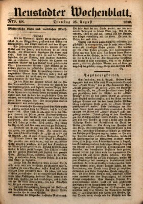 Neustadter Wochenblatt Dienstag 25. August 1840