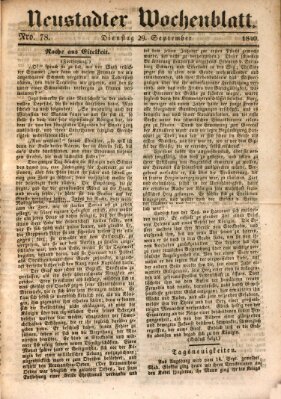 Neustadter Wochenblatt Dienstag 29. September 1840