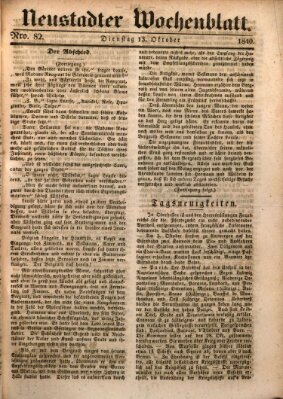 Neustadter Wochenblatt Dienstag 13. Oktober 1840