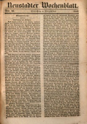 Neustadter Wochenblatt Dienstag 8. Dezember 1840