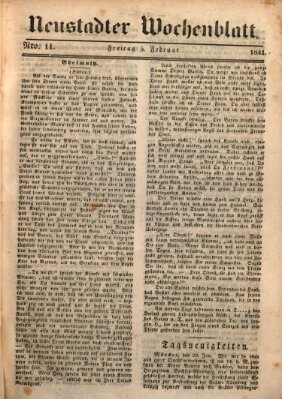 Neustadter Wochenblatt Freitag 5. Februar 1841