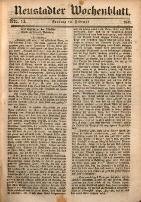 Neustadter Wochenblatt Freitag 12. Februar 1841