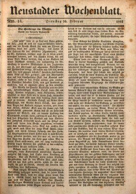 Neustadter Wochenblatt Dienstag 16. Februar 1841