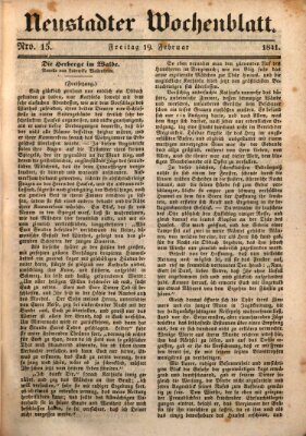 Neustadter Wochenblatt Freitag 19. Februar 1841