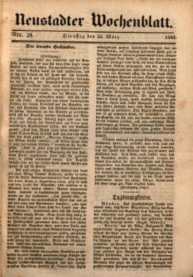 Neustadter Wochenblatt Dienstag 23. März 1841