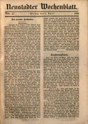 Neustadter Wochenblatt Freitag 2. April 1841