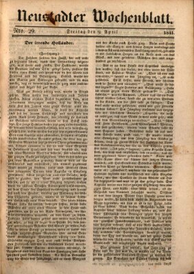 Neustadter Wochenblatt Freitag 9. April 1841