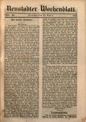 Neustadter Wochenblatt Dienstag 13. April 1841