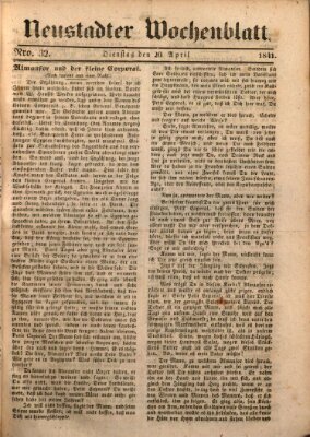 Neustadter Wochenblatt Dienstag 20. April 1841