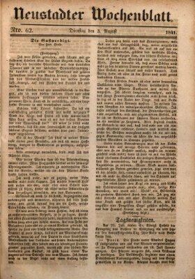 Neustadter Wochenblatt Dienstag 3. August 1841