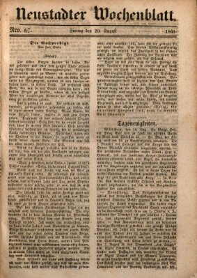 Neustadter Wochenblatt Freitag 20. August 1841