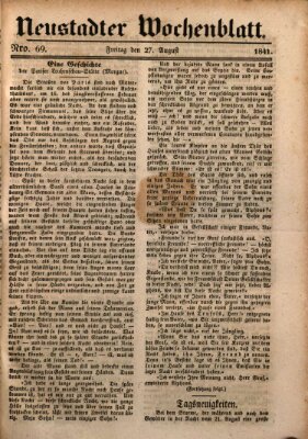 Neustadter Wochenblatt Freitag 27. August 1841