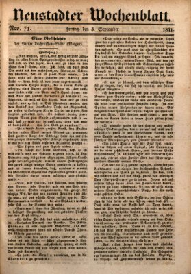 Neustadter Wochenblatt Freitag 3. September 1841