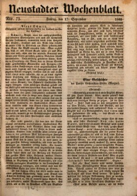 Neustadter Wochenblatt Freitag 17. September 1841