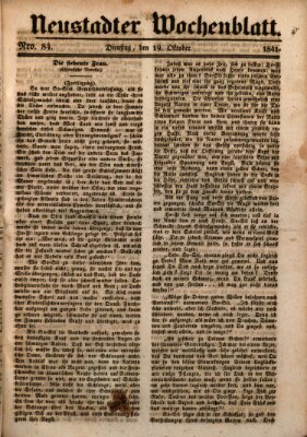 Neustadter Wochenblatt Dienstag 19. Oktober 1841