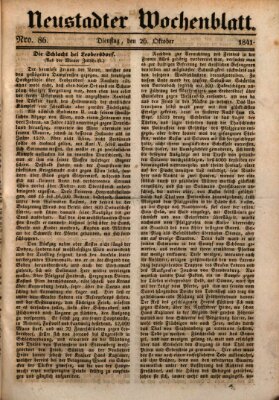 Neustadter Wochenblatt Dienstag 26. Oktober 1841