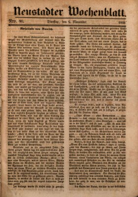 Neustadter Wochenblatt Dienstag 9. November 1841