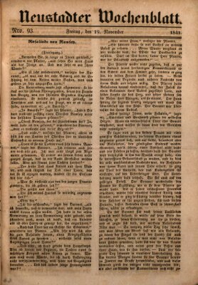 Neustadter Wochenblatt Freitag 19. November 1841