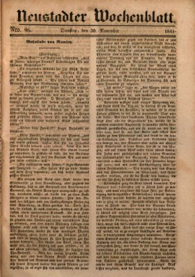 Neustadter Wochenblatt Dienstag 30. November 1841