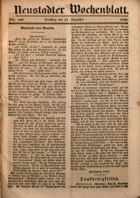 Neustadter Wochenblatt Dienstag 14. Dezember 1841