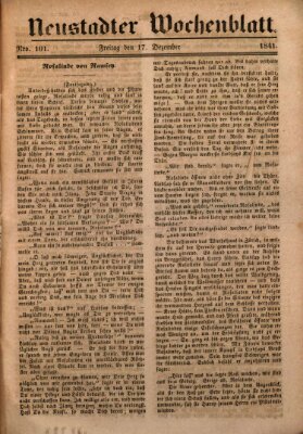 Neustadter Wochenblatt Freitag 17. Dezember 1841