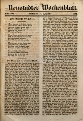 Neustadter Wochenblatt Freitag 31. Dezember 1841