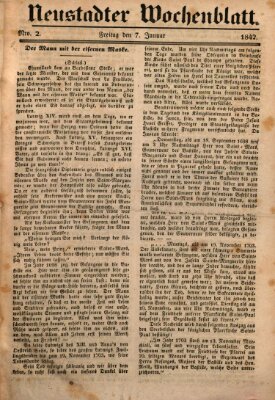 Neustadter Wochenblatt Freitag 7. Januar 1842