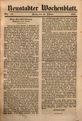 Neustadter Wochenblatt Freitag 11. Februar 1842