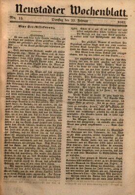 Neustadter Wochenblatt Dienstag 22. Februar 1842