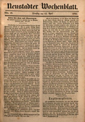 Neustadter Wochenblatt Dienstag 12. April 1842