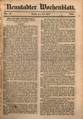 Neustadter Wochenblatt Freitag 15. April 1842