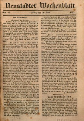 Neustadter Wochenblatt Freitag 29. April 1842